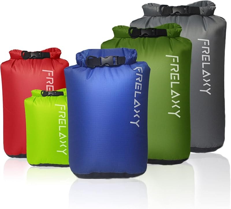 Frelaxy Dry Bag 5 Pack, Ultralight Waterproof Dry Sack for Outdoor Use — Camping, hiking, and backyard gear t for