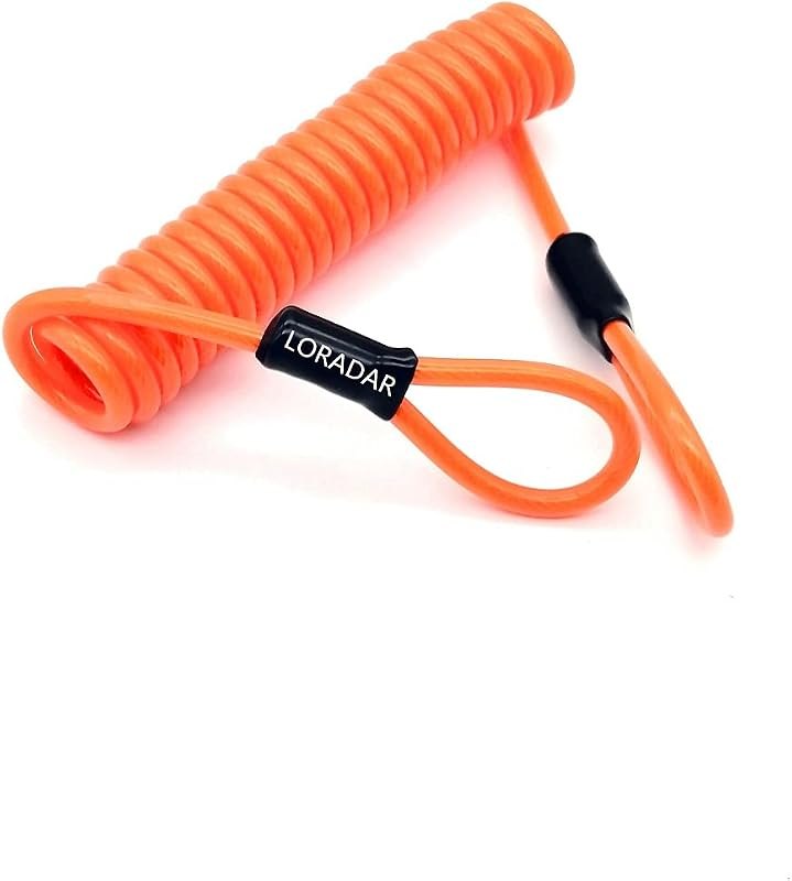 Lock Safety Cable for Motorcycle, 6.5 Feet, Disc Lock Reminder, Orange — motorcycle reminder cable for motorcycle disc