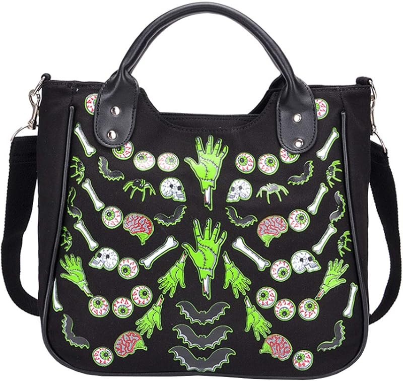 Women Punk Rivet Handbag Purse Canvas Tote Shoulder Crossbody Bag Large Capacity Satchel Black — handbags satchel