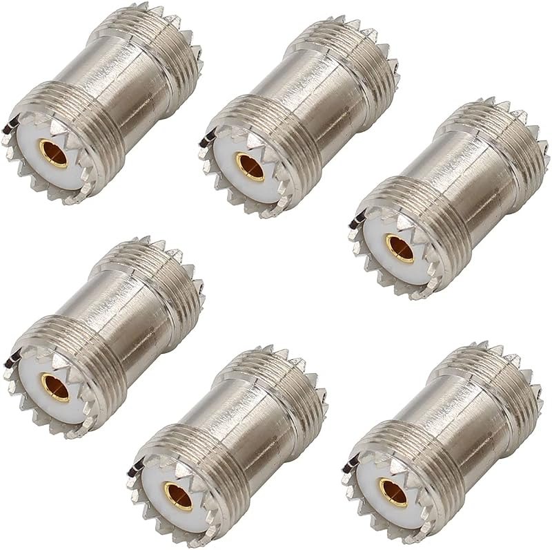 exgoofit SO239 Barrel Connector, 6-Pack PL259 Coupler UHF Female to Female RF Adapter Coax Coaxial for CB Ham Radio