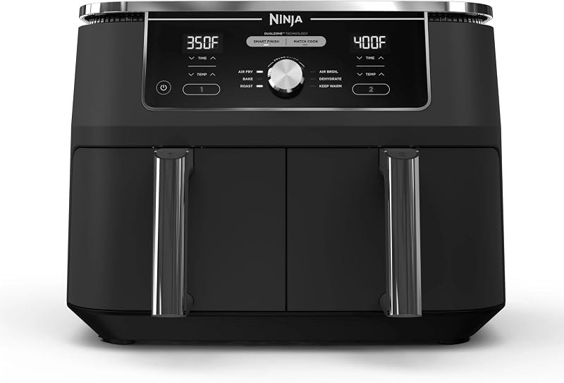 Ninja DZ401 Foodi 10 Quart 6-in-1 DualZone XL 2-Basket Air Fryer with 2 Independent Frying Baskets, Match Cook & Smart