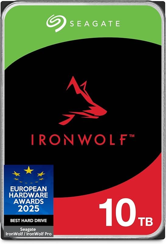 Seagate IronWolf 10TB NAS Internal Hard Drive, 3.5" SATA 6Gb/s, 7200 RPM, CMR, RAID Optimized, IronWolf Health