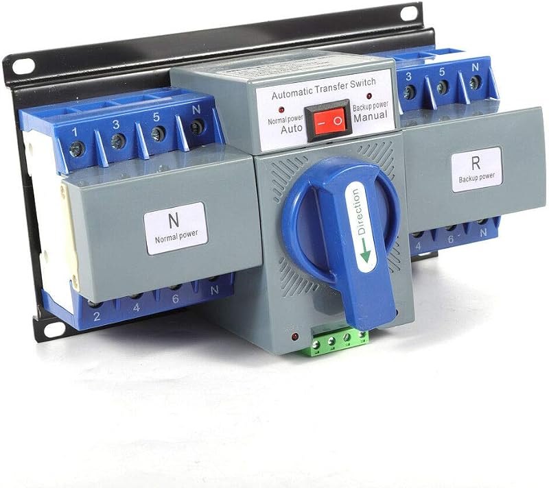 63A Dual Power Automatic Transfer Switch (ATS), 110V Automatic & Manual Changeover Switch for Generator/Solar/Battery
