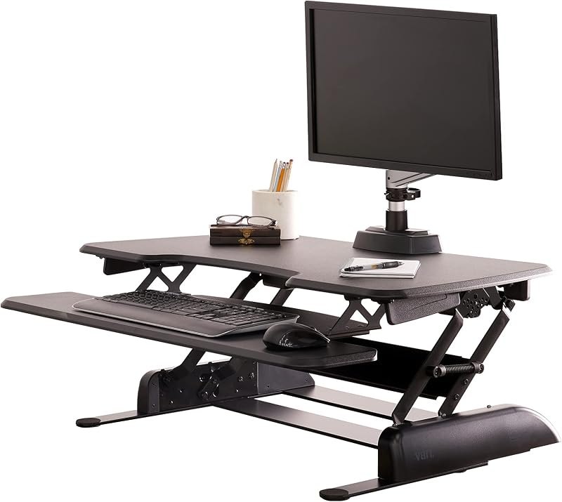 Vari - VariDesk Essential 36 - Two-Tier Standing Desk Converter for Monitor & Accessories - Height Adjustable Sit
