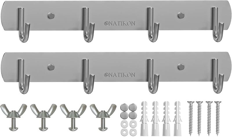 NATIKON Heavy Duty Stainless Steel Rack Hanger Hook for BBQ Grill Utensils and Grill Accessories - Easy to Install for