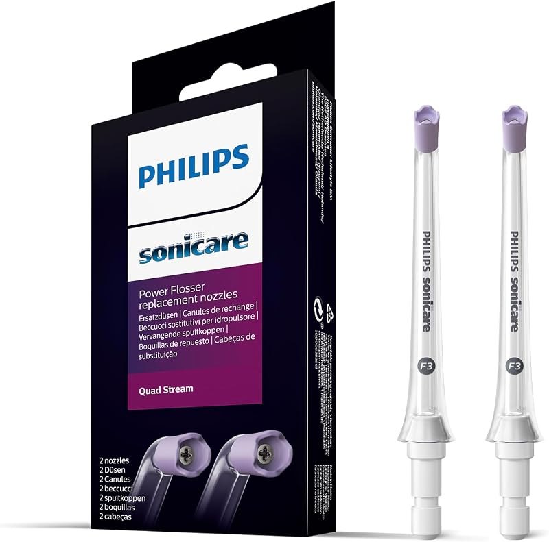 Philips Sonicare Quad Stream F3 Oral Irrigator Nozzle Twin Pack - Oral Water Flosser use with Philips Sonicare