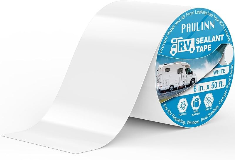 PAULINN RV Roof Sealant Tape, 6 Inch X 50 Foot Natural White Roofing Repair Tape, UV & Weatherproof Roof Seal Tape for