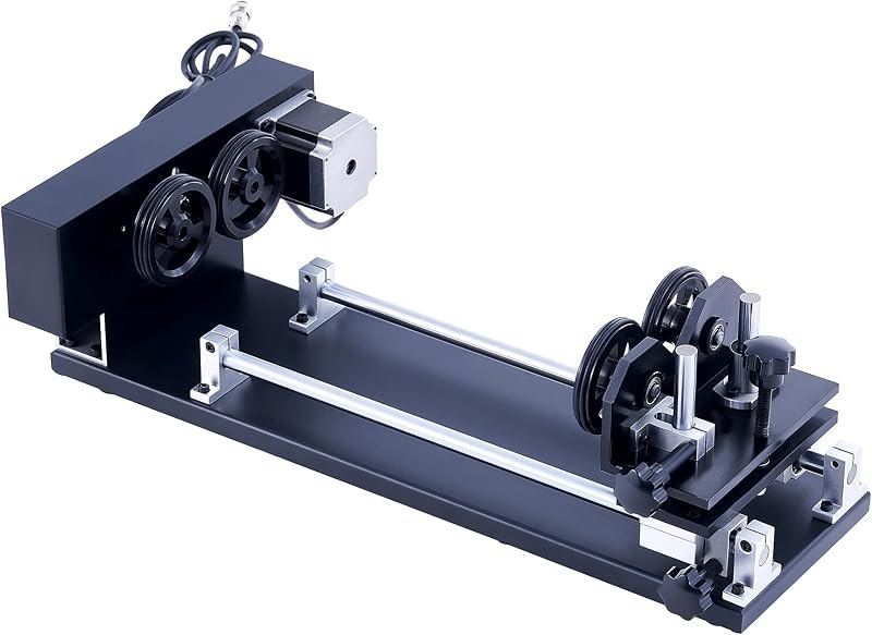 OMTech 4-Wheel Rotary Cutter and Engraver Attachment with Nema 23 2-Phase Stepper Motor for 50W 60W 80W 100W 130W CO2
