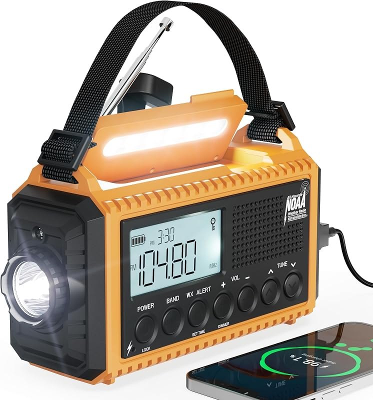 NOAA Weather Alert Radio, 5000mAh Solar Hand Crank Emergency Radio — Alarms, blankets, and emergency radi for alarms