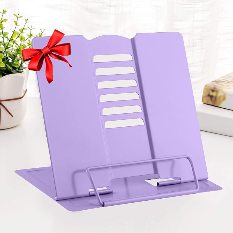 Book Stand Metal Reading Rest Book Holder Adjustable Cookbook Documents Holder Portable Sturdy Bookstands for Recipes