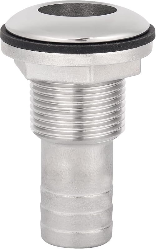 316 Stainless Steel Boat Thru-Hull Fitting with Hose Barb for 1" I.D. Hose, Through Hull Drain Fitting for Marine