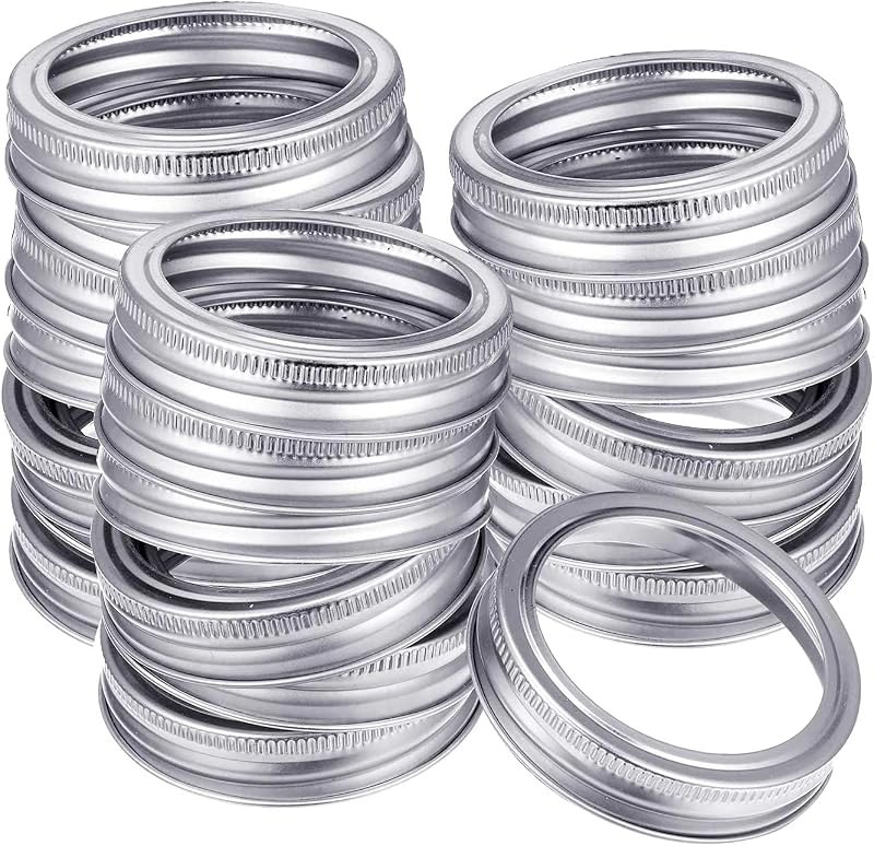 24 Pieces Regular Mouth Mason Jar Canning Bands - Reusable Replacement Metal Rings, Practical Screw Jar Bands, Leak