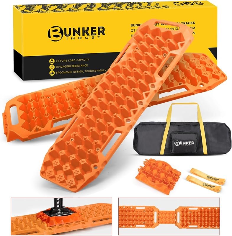 BUNKER INDUST Off-Road Traction Boards with Jack Lift Base,2 Pcs Multifunctional Recovery Track for 4WD UTV SUV