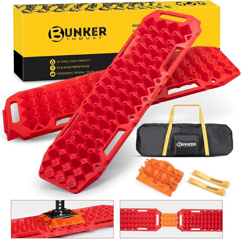 BUNKER INDUST Off-Road Traction Boards with Jack Lift Base,2 Pcs Multifunctional Recovery Track for 4WD UTV SUV