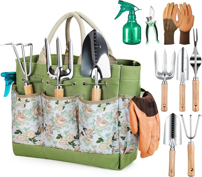 Grenebo Heavy Duty Gardening Tools with Handbag, Gardening Gifts for Women — Hoses, pruners, and beds that surviv for