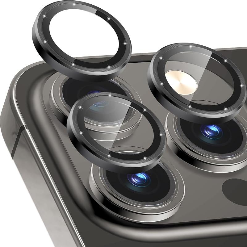 CloudValley Camera Lens Protector for iPhone 13 Pro - iPhone 13 Pro Max, Tempered Glass Film, Aluminum Alloy Lens