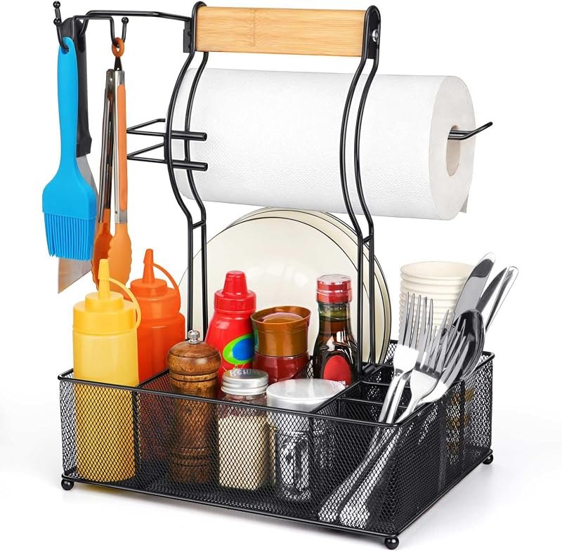 Grill Caddy, BBQ Caddy with Paper Towel Holder for Outdoor Grilling — bbq desk holder amazon for bbq desk holder