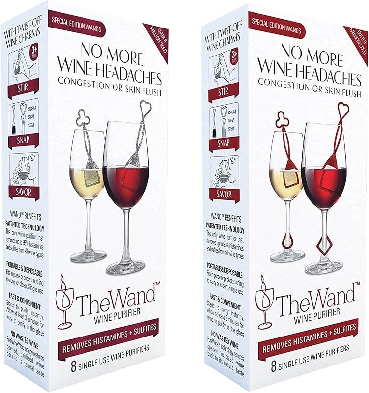 PureWine Wand Purifier Filter Stick Removes Histamines and Sulfites - Reduces Wine Allergies & Eliminates Headaches -