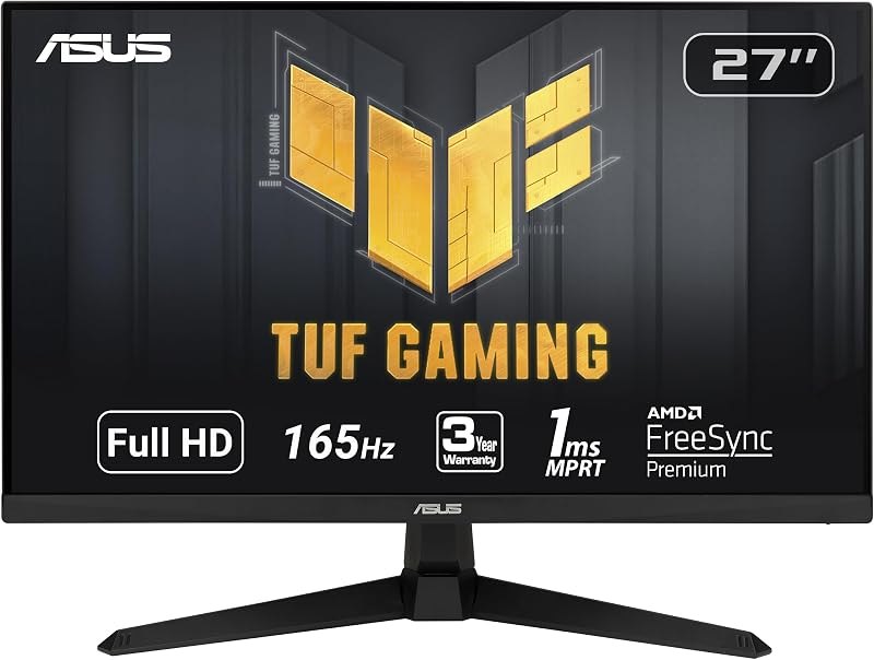ASUS TUF Gaming 27 Inch Gaming Monitor - Full HD, 1080P, 165Hz (Supports 144Hz), 1ms, Extreme Low Motion Blur