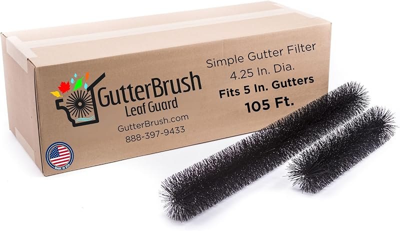 GutterBrush 4.25" Gutter Guards, Fits 5 Inch Gutters, 105 Ft Leaf Filter