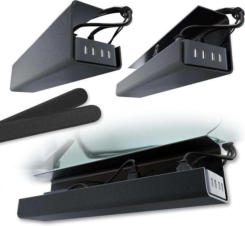 Scanfield Under Desk Cable Management Tray, No-Screw, 17-Inch, 2-Pack Black — Small computing add-ons: hubs, stand for