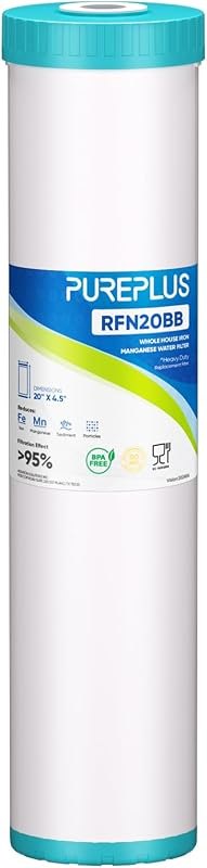 PUREPLUS 20"x4.5" Whole House Iron & Manganese Reduce Water Filter, 1 Pack — well resin cleaner for solar salt pellets