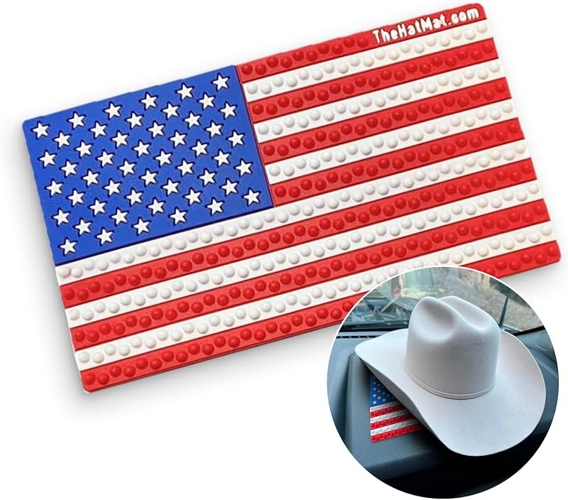 Dashboard Hat Mat Holder - Extra-Large Cowboy Hat Holder for Truck, Anti-Skid Pad for Accessories & Valuables, Premium