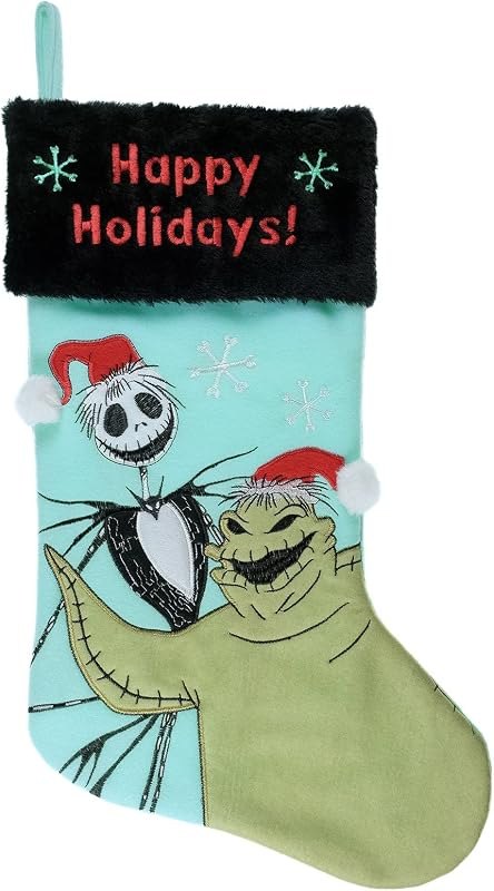Ruz Oogie Boogie 20" Applique Christmas Stocking, Gift Holder for Stocking Stuffers, Indoor Home Decor and Holiday