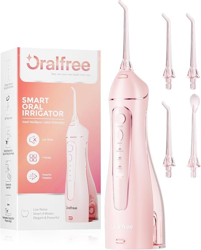 Oralfree Water flosser Teeth Picks - Dental Braces Cordless Oral Irrigator Portable Rechargeable Travel Irrigation