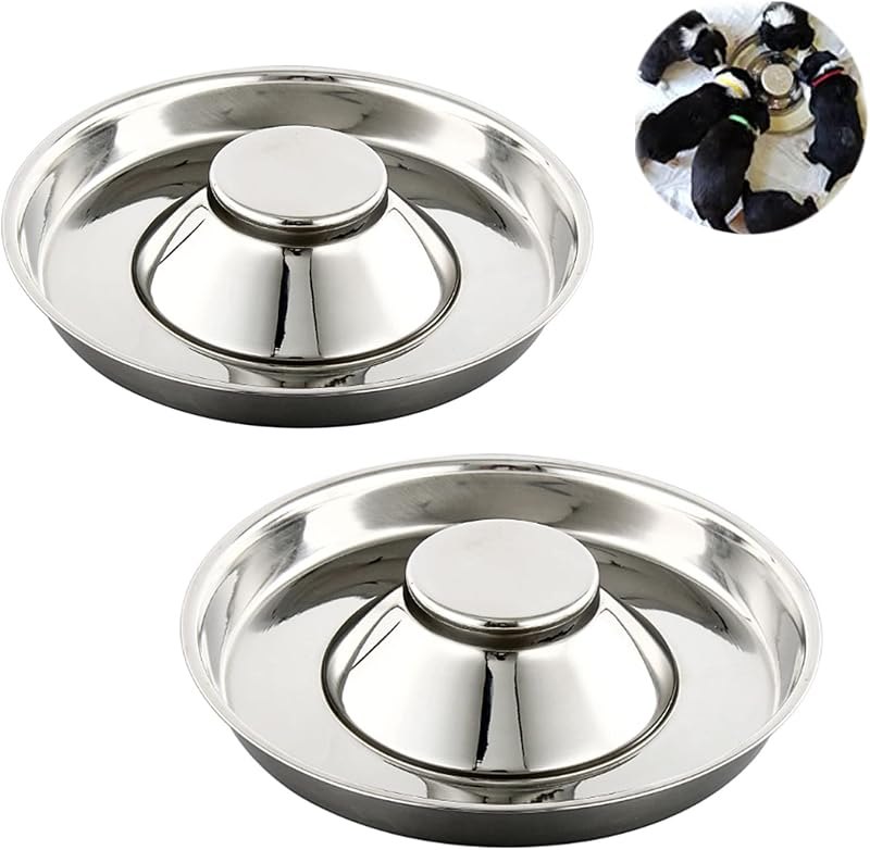 YUDANSI Stainless Steel Puppy Weaning Bowls,Cat Bowls for Food Water,Multiple Puppies Feeder Whelping Dishes,Litter