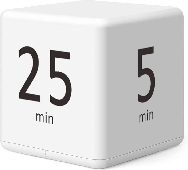 Pomodoro Cube Timer, Productivity Visual Timer 5/25/15/45 Minutes Preset, Desk Portable Rotating Multi Timers for ADHD