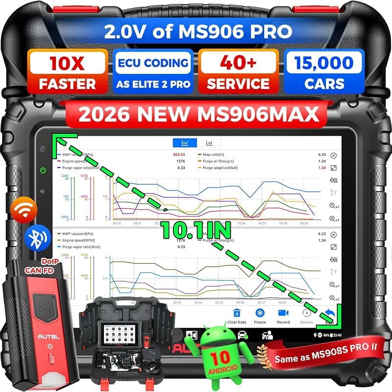 Autel MaxiSYS MS906 MAX Scanner, 2026 10'' MS906MAX ECU Coding, V2.0 of MS906 PRO MS908S MK908 II Lite of Elite 2 PRO