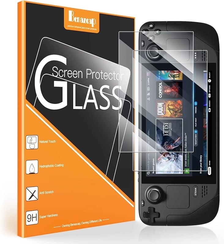 Benazcap [2 Pack Steam Deck Screen Protector 7 Inch 2021 Release, 9H Tempered Glass Film Easy