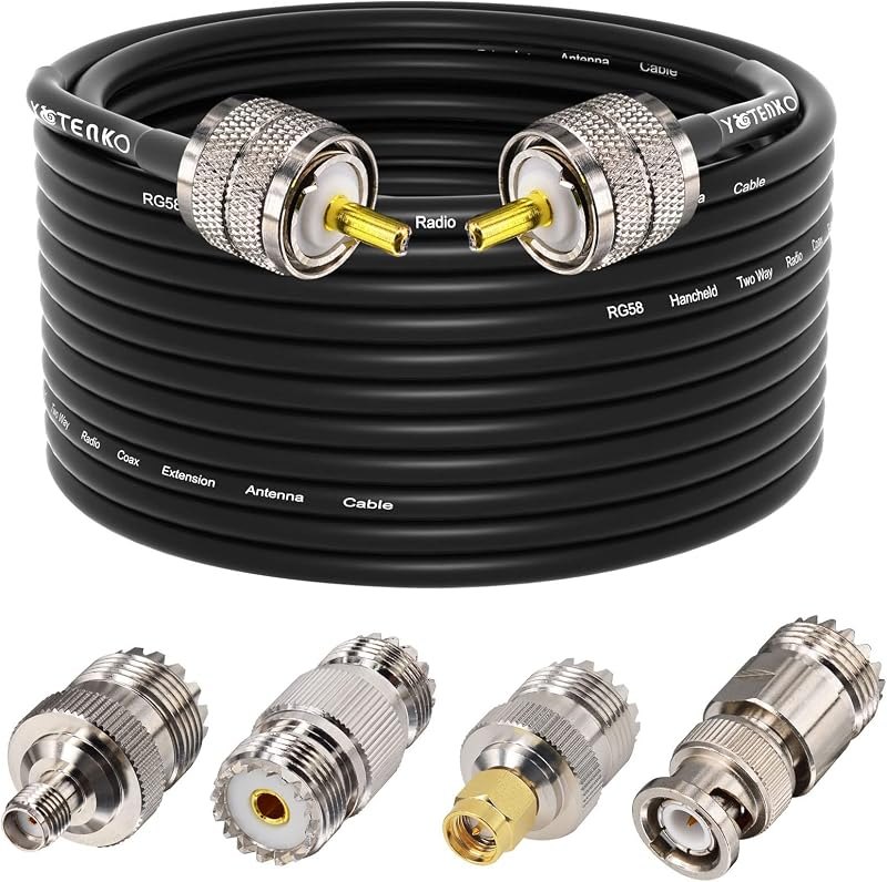 Ham Radio Coax Cable 50 Ohm, 49.2FT RG58 Coaxial Cable UHF PL259 — Ham HTs for ham hts