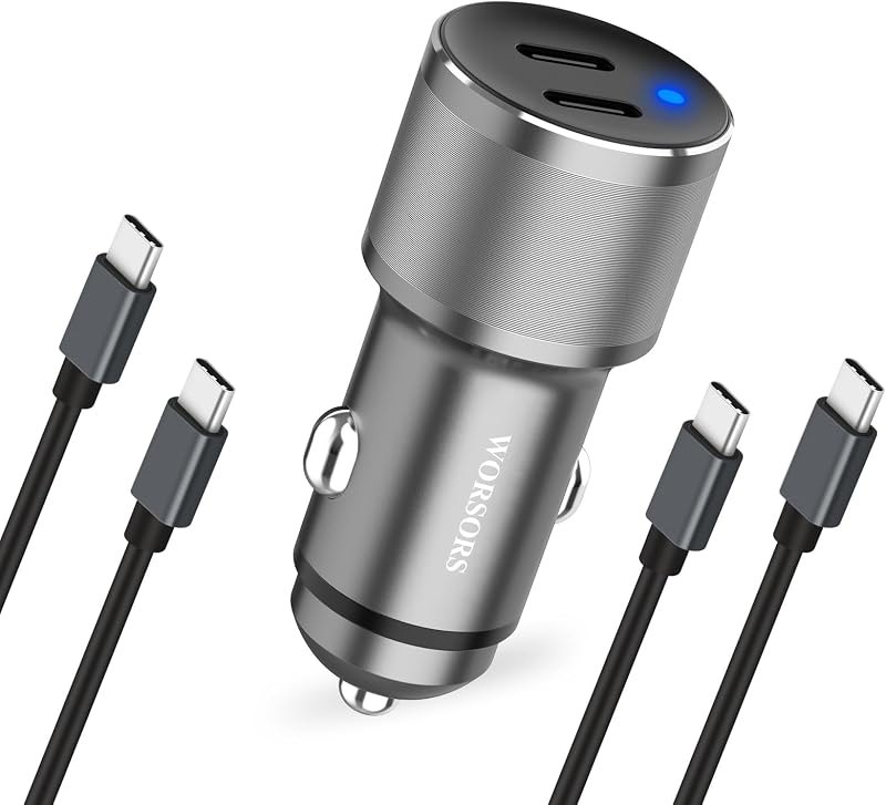Dual 45W USB C Car Charger with 2-Pack Type C Cable 3.3Ft for Phones,Gray — car charger for google pixel pro charger