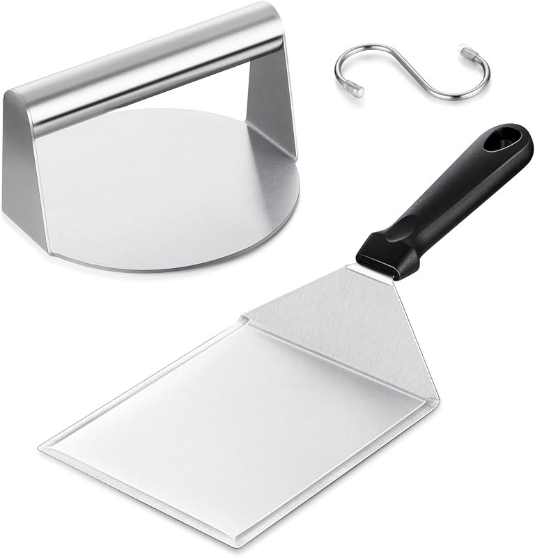 Leonyo Smashed Burger Kit, Large Burger Spatula, 5½ inch Stainless Steel Burger Press, Griddle Spatula, Griddle