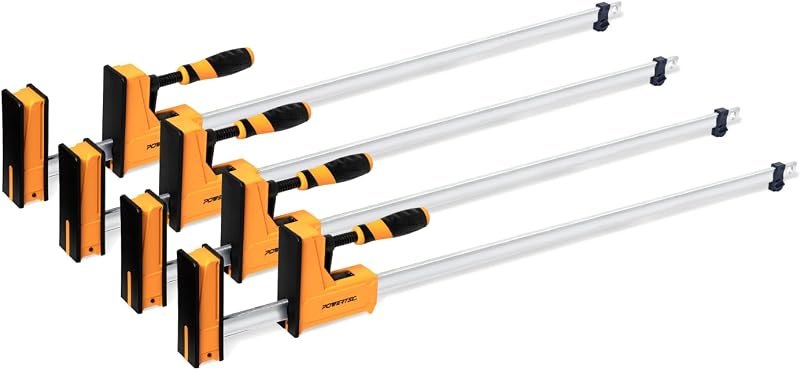 POWERTEC 71602-P2V, 4PK, 48" Woodworking Parallel Clamps Jaw Bar Clamp Spreader Tool — parallel jaw clamp for parallel