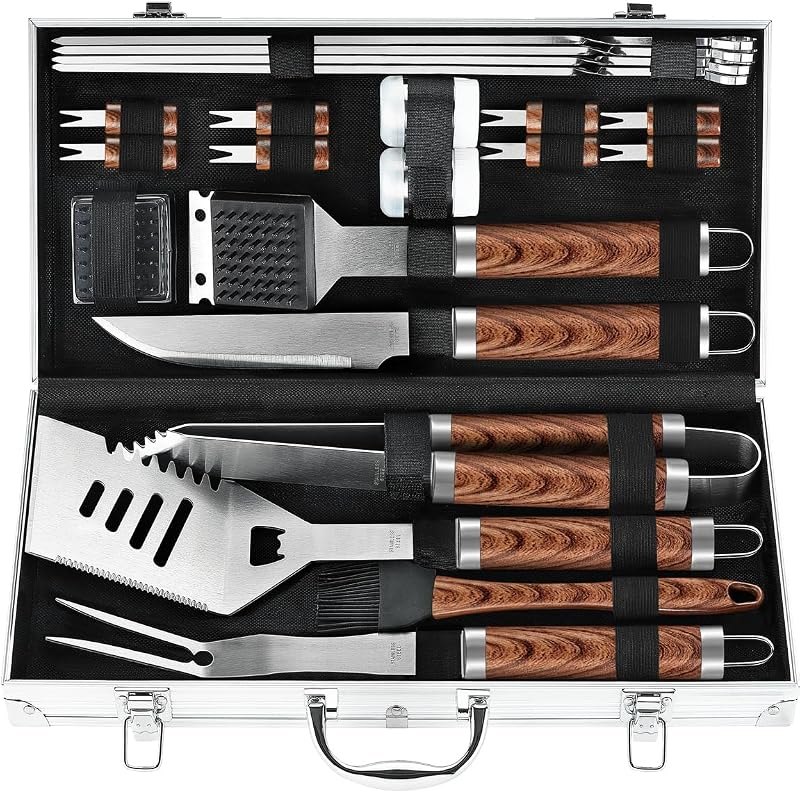 22PCS Heavy Duty BBQ Grill Accessories Set, Non-Slip Grill Tools for Outdoor Grill Set Stainless Steel Grill Utensils