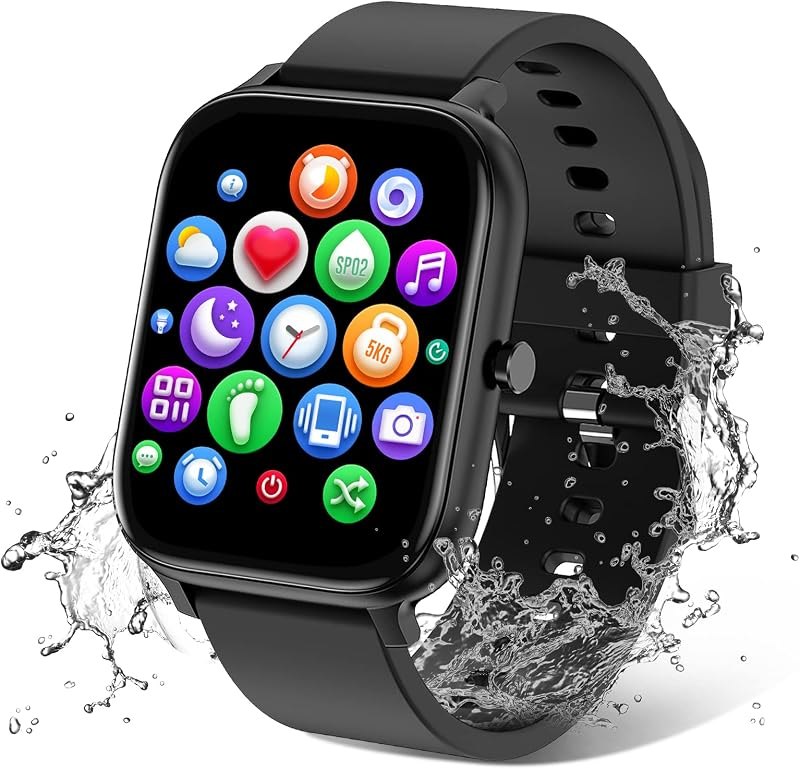 Smart Watch for Men Women Compatible with iPhone Samsung Android Phone 1.69 inch Full Touch Screen IP68 Waterproof