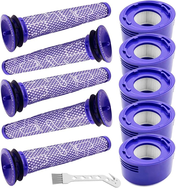 10 Pack Replacement Vacuum Filters Compatible with Dyson V7, V8 Cordless Vacuums - 5 Pre-Filters, 5 Post-Filters —