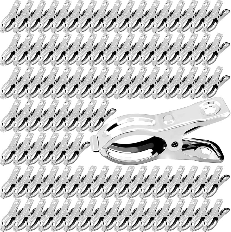 BESTEEL Upgraded 100 PCS Garden Clips, Greenhouse Clamps 100% Stainless Steel Heavy Duty Greenhuose Clips for Netting