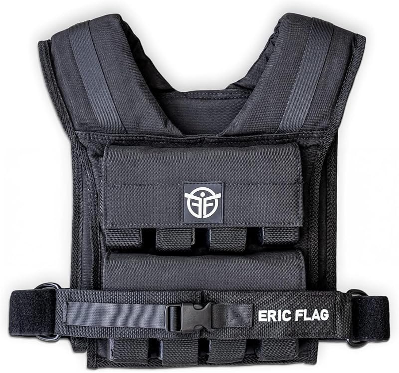 ERIC FLAG 40 lb Weighted Vest for Men & Women - Adjustable 0-40 lb with 16 Iron Weight, Heavy-Duty for Calisthenics