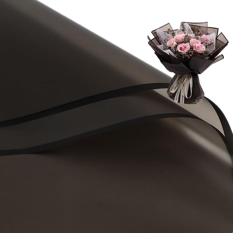Corkwaw 20 Pcs Black Border Wrapping Paper for Valentine's Day Bouquet — rose gift wrap for rose gift wrap