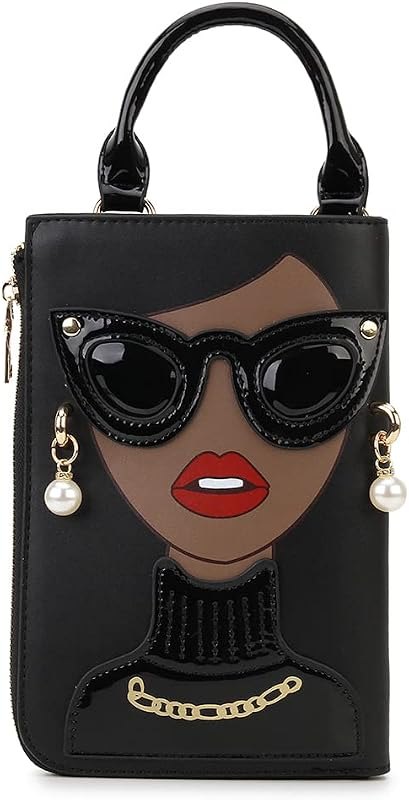 Women Novelty Lady Face Shoulder Bags Funky PU Leather Top Handle Satchel Handbags Clutch Purse for Women — handbags