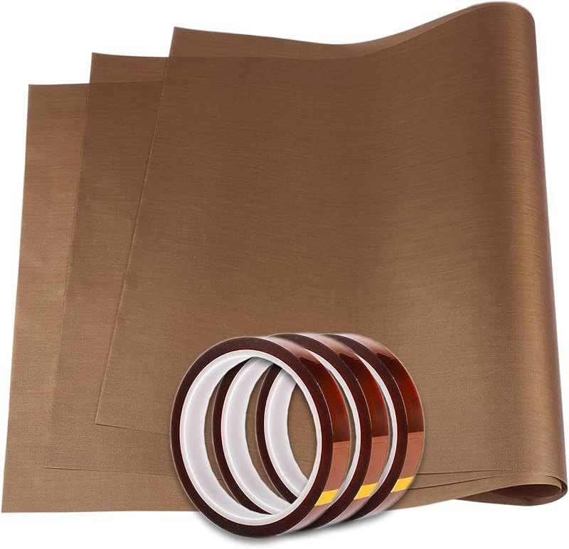 PTFE Teflon Sheet 16 x 20 Heat Tape Heat Resistant Tape, Heat Press Transfer Sheet 3 Pack Non Stick & Heat Tape Heat