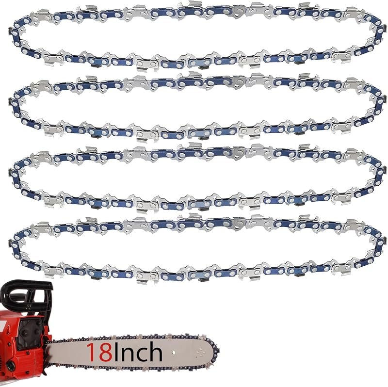 O-CONN 4 Pack 18 Inch Chainsaw Chain 3/8" LP Pitch .050'' Gauge 62 Drive Links Fits Poulan Pro PR4218, EGO CS1800