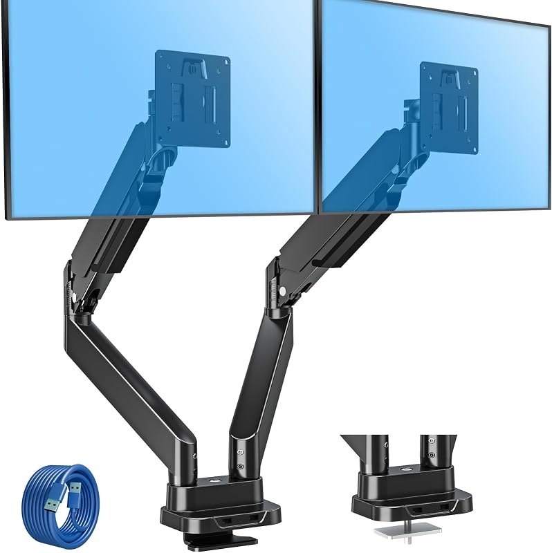 MOUNTUP Dual Monitor Mount Fits Max 39'' Screen, Ultrawide Dual Monitor Desk Mount Hold 4.4-33 lbs, Adjustable Gas