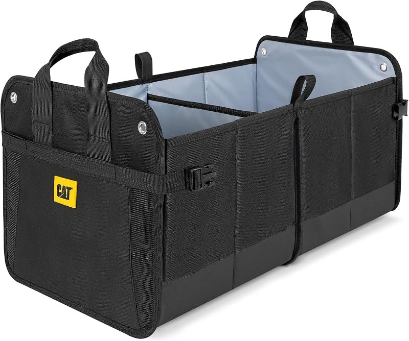 CAT® FlexTrunk Car Trunk Organizer Storage - Collapsible Dual-Compartment Automotive Adjustable Pockets Expandable