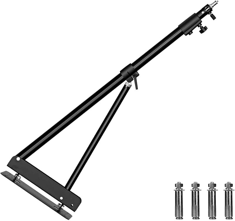 Wall-Mounted Boom Arm for Ring Light, Monolight, Softbox, Umbrella, Reflector, Support 160 Degree Rotation, Max Length