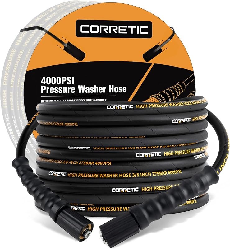 Pressure Washer Hose 30 FT x 3/8 Inch 4000 PSI, Kink Resistant Power Washers Hose Replacement, M22-14mm Brass Thread
